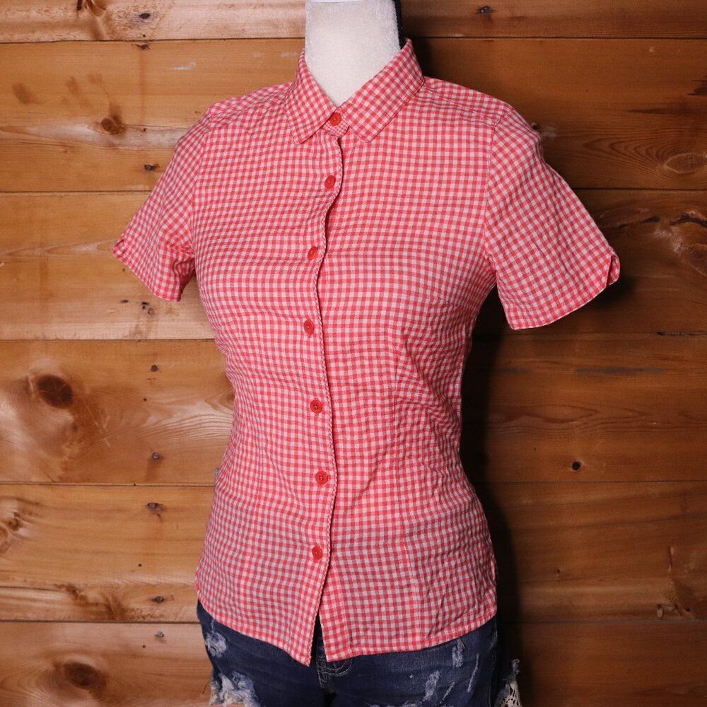Icebreaker | Short‎ Sleeve Button Down Wool Shirt Gingham XS